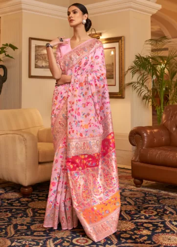 pink pashmina saree